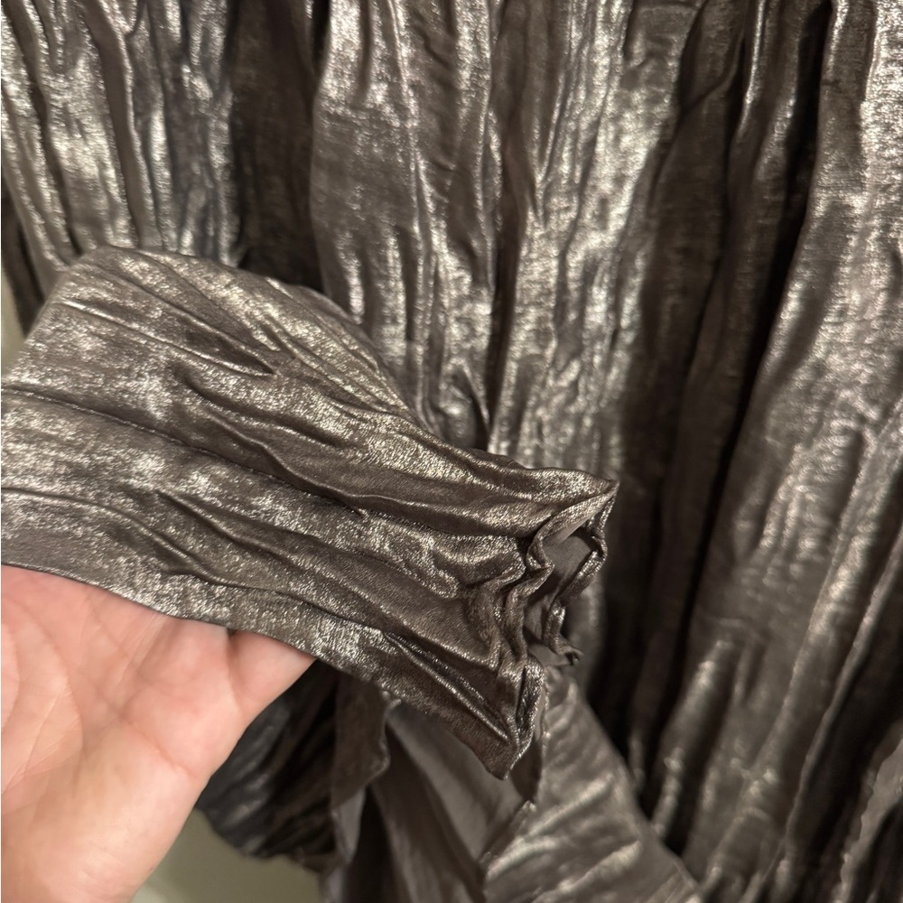 Lafayette 148 New York Silver and Black Pleated Maxi Dress - Picture 5 of 8